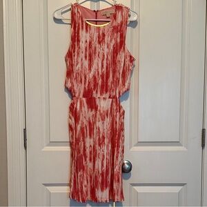 Coral and White Tie Dye Sleeveless Dress